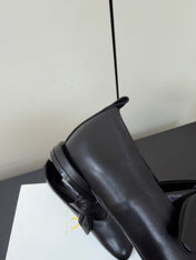 THE ROW 26S BALLET FLATS IN BLACK KNOT DETAIL CALFSKIN WITH SQUARE TOE