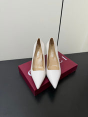 GUCCI 26S POINTED TOE PUMPS 85MM IN WHITE CALFSKIN