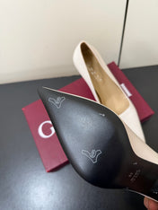 GUCCI 26S POINTED TOE PUMPS 85MM IN WHITE CALFSKIN