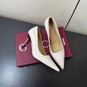 GUCCI 26S POINTED TOE PUMPS 85MM IN WHITE CALFSKIN