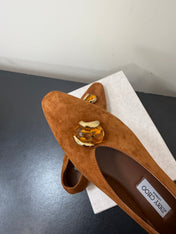 JIMMY CHOO 26S BALLET FLATS IN BROWN SUEDE