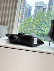 BALENCIAGA 25S ANKLE BOOTS WITH ZIPPER IN BLACK COW LEATHER SILVER HARDWARE