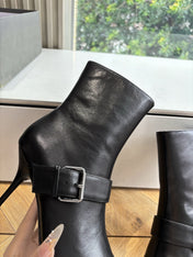 BALENCIAGA 25S ANKLE BOOTS WITH ZIPPER IN BLACK COW LEATHER SILVER HARDWARE