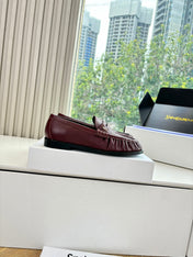 YSL 25S LOAFERS IN DARK RED LAMBSKIN