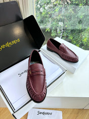 YSL 25S LOAFERS IN DARK RED LAMBSKIN