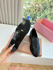 MIUMIU 26S LOAFERS IN BLACK SNAKE EMBOSSED CALFSKIN