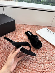 ALAIA 26S THONG SANDALS IN BLACK VELVET
