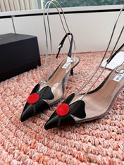 ALAIA 26S SLINGBACK HEELS IN BLACK LAMBSKIN AND TRANSPARENT PVC