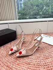 ALAIA 26S SLINGBACK HEELS IN NUDE PINK LAMBSKIN AND TRANSPARENT PVC