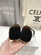 THE ROW 26S MARY JANE FLATS IN BLACK SUEDE