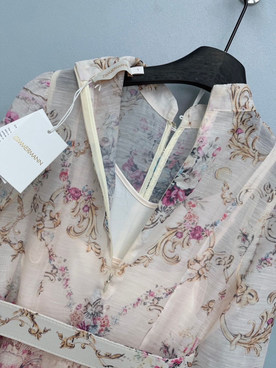 ZIMMERMANN 26S STAND COLLAR PATTERNED DRESS STYLE 106
