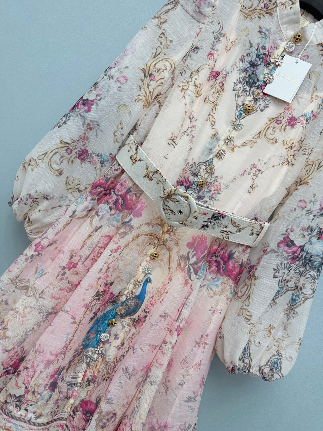 ZIMMERMANN 26S STAND COLLAR PATTERNED DRESS STYLE 106