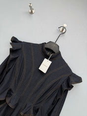ZIMMERMANN 26S RUFFLED DENIM CUT-OUT MIDI DRESS STYLE 69