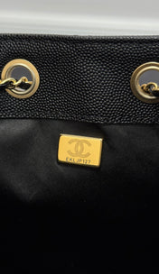 CHANEL 25S HOBO BAG 30 IN BLACK CAVIAR