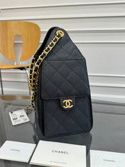 CHANEL 25S HOBO BAG 30 IN BLACK CAVIAR