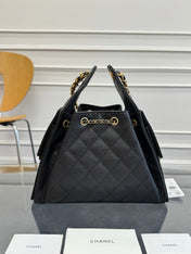 CHANEL 25S HOBO BAG 30 IN BLACK CAVIAR