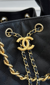 CHANEL 25S HOBO BAG 30 IN BLACK CAVIAR