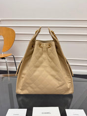 CHANEL 25S HOBO BAG 40 IN GOLDEN BEIGE CAVIAR WITH GOLD HARDWARE
