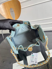 CHANEL 25S HOBO BAG 30 IN SOFT TEAL BLUE CAVIAR WITH GOLD HARDWARE