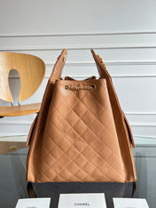 CHANEL 25S HOBO BAG 40 IN CARAMEL BROWN CAVIAR WITH GOLD HARDWARE