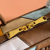 MIUMIU 26S BEAU TOP HANDLE BAG 28 IN COGNAC LEATHER PATCHWORK GOLD HARDWARE