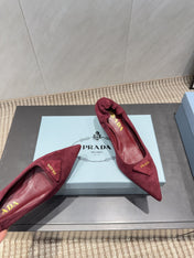 PRADA 26S PUMPS 55MM IN DARK RED SUEDE WITH LOGO