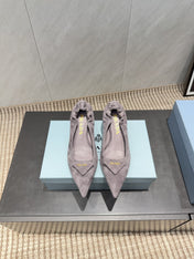 PRADA 26S PUMPS 55MM IN TAUPE BROWN SUEDE WITH LOGO