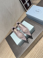 PRADA 26S PUMPS 55MM IN TAUPE BROWN SUEDE WITH LOGO