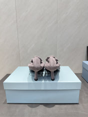 PRADA 26S PUMPS 55MM IN TAUPE BROWN SUEDE WITH LOGO