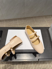 CELINE 26S BALLET FLATS IN BEIGE CALFSKIN