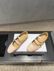 CELINE 26S BALLET FLATS IN BEIGE CALFSKIN