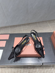 MIUMIU 26S SLINGBACK 55MM IN BLACK CALFSKIN WITH BOW