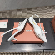 MIUMIU 26S SLINGBACK 55MM IN WHITE CALFSKIN WITH BOW