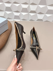 PRADA 26S POINTED TOE HIGH HEELS 55MM IN BLACK CALFSKIN