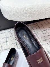 CELINE 26S AURA TRIOMPHE LOAFERS IN BURGUNDY BROWN LAMBSKIN