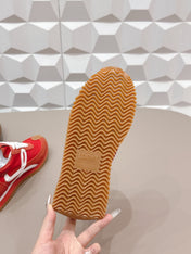 LOEWE 26S FLOW RUNNER SNEAKER IN RED SUEDE AND CALFSKIN