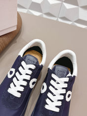 LOEWE 26S FLOW RUNNER SNEAKER IN NAVY BLUE SUEDE AND WHITE CALFSKIN