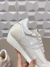 LOEWE 26S FLOW RUNNER SNEAKER IN WHITE SUEDE AND WHITE CALFSKIN