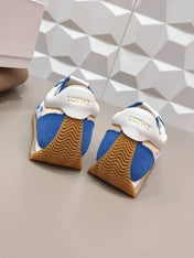 LOEWE 26S FLOW RUNNER SNEAKER IN BLUE AND NUDE SUEDE AND WHITE CALFSKIN