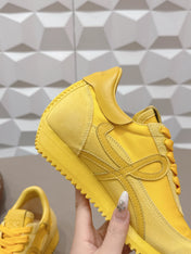 LOEWE 26S FLOW RUNNER SNEAKER IN YELLOW SUEDE AND CALFSKIN