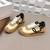 LOEWE 26S FLOW RUNNER SNEAKER IN TAN BROWN SUEDE AND BLACK CALFSKIN
