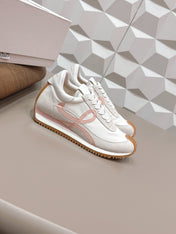 LOEWE 26S FLOW RUNNER SNEAKER IN LIGHT GRAY SUEDE AND WHITE CALFSKIN