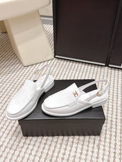 CHANEL 26S SLINGBACK LOAFERS IN WHITE GLOSSY CALFSKIN