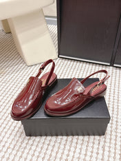 CHANEL 26S SLINGBACK LOAFERS IN DARK RED GLOSSY CALFSKIN