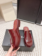 CHANEL 26S LOAFER MULES IN DARK RED GLOSSY CALFSKIN