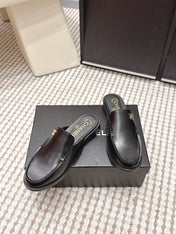 CHANEL 26S LOAFER MULES IN BLACK CALFSKIN