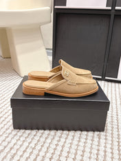 CHANEL 26S LOAFER MULES IN LIGHT BROWN SUEDE