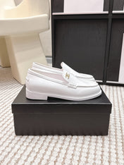 CHANEL 26S LOAFERS IN WHITE GLOSSY CALFSKIN
