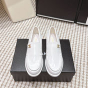 CHANEL 26S LOAFERS IN WHITE GLOSSY CALFSKIN