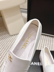 CHANEL 26S LOAFERS IN WHITE GLOSSY CALFSKIN